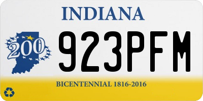 IN license plate 923PFM