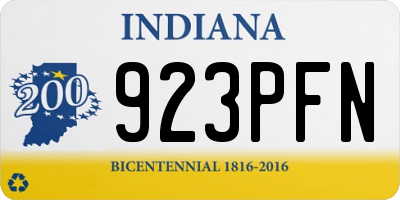 IN license plate 923PFN