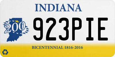 IN license plate 923PIE