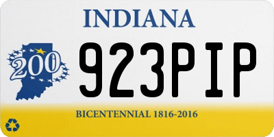 IN license plate 923PIP