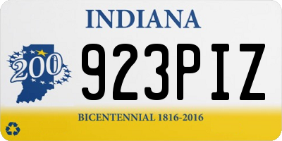 IN license plate 923PIZ