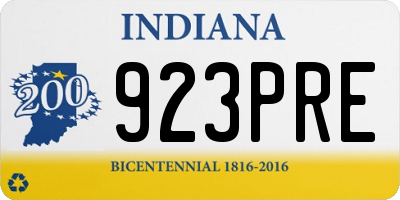 IN license plate 923PRE