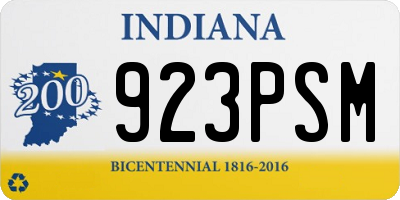 IN license plate 923PSM