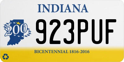 IN license plate 923PUF