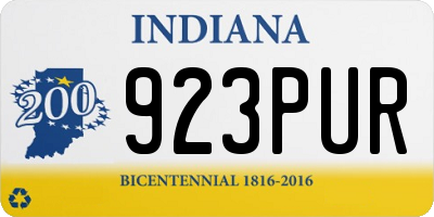 IN license plate 923PUR