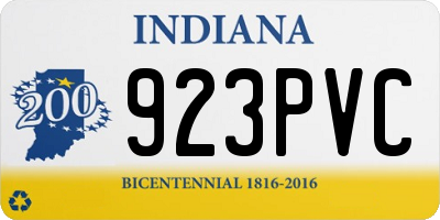 IN license plate 923PVC