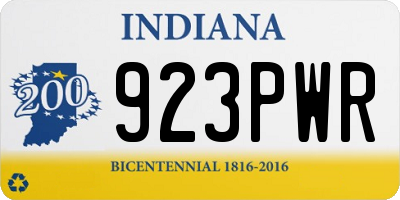 IN license plate 923PWR