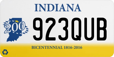 IN license plate 923QUB
