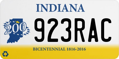 IN license plate 923RAC