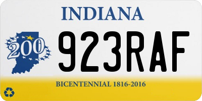 IN license plate 923RAF