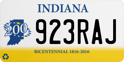 IN license plate 923RAJ