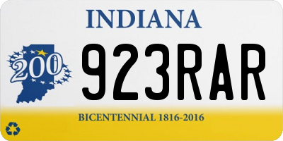 IN license plate 923RAR