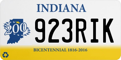 IN license plate 923RIK