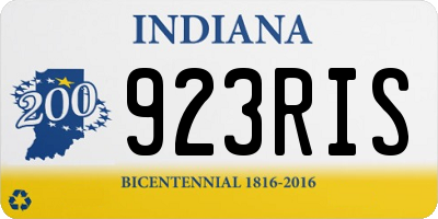 IN license plate 923RIS