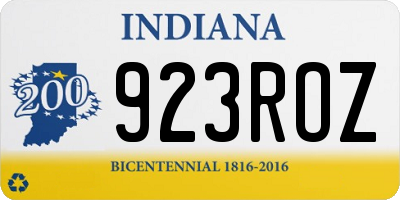IN license plate 923ROZ