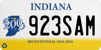 IN license plate 923SAM