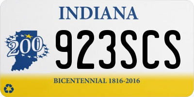 IN license plate 923SCS