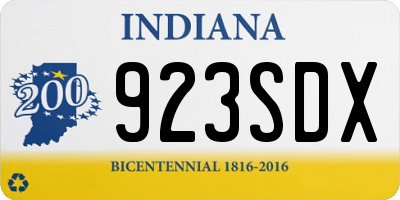 IN license plate 923SDX