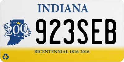 IN license plate 923SEB