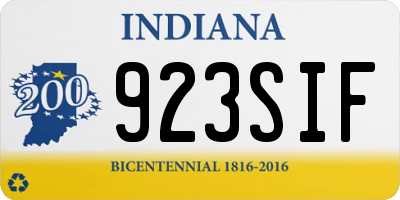 IN license plate 923SIF