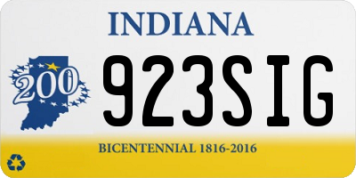 IN license plate 923SIG