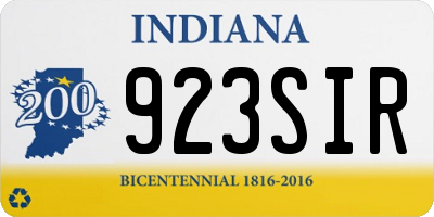IN license plate 923SIR