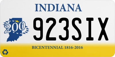 IN license plate 923SIX