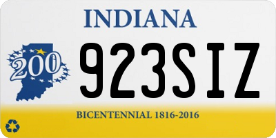 IN license plate 923SIZ