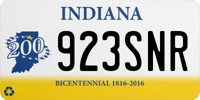 IN license plate 923SNR
