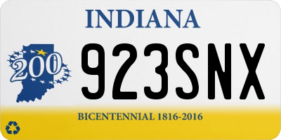 IN license plate 923SNX