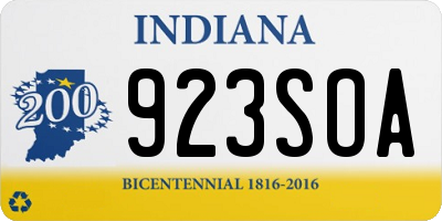 IN license plate 923SOA