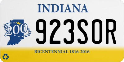 IN license plate 923SOR