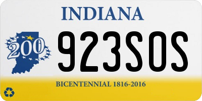 IN license plate 923SOS
