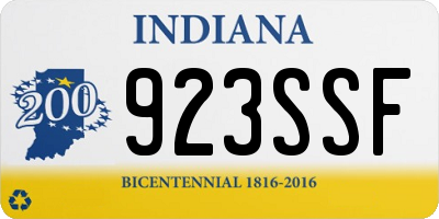 IN license plate 923SSF