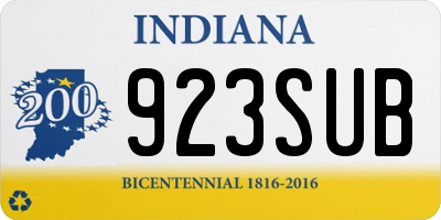 IN license plate 923SUB