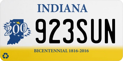 IN license plate 923SUN