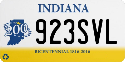 IN license plate 923SVL