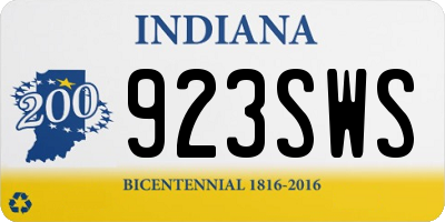 IN license plate 923SWS