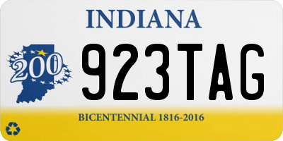 IN license plate 923TAG