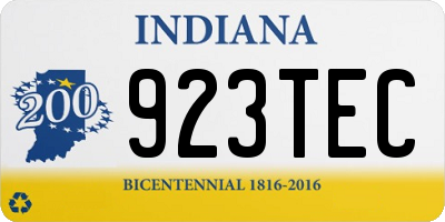 IN license plate 923TEC
