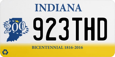 IN license plate 923THD