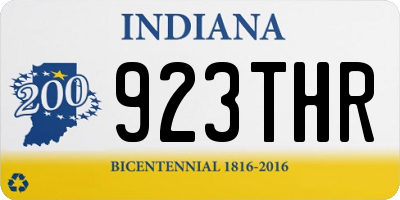 IN license plate 923THR