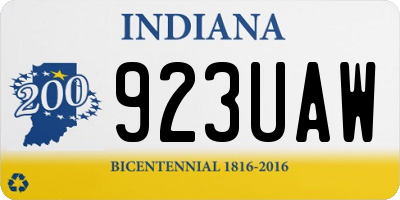 IN license plate 923UAW