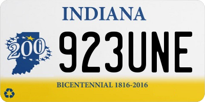 IN license plate 923UNE