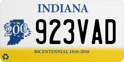 IN license plate 923VAD