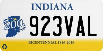 IN license plate 923VAL