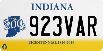 IN license plate 923VAR