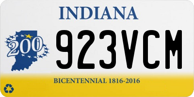 IN license plate 923VCM