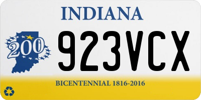IN license plate 923VCX