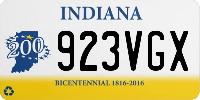 IN license plate 923VGX